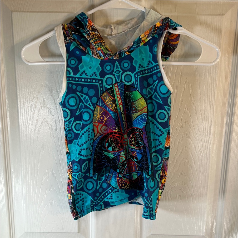 Vibrant Blue Sleeveless Hooded Star Wars Top